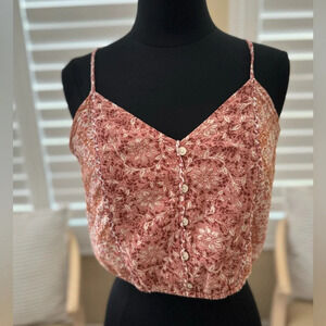 American Eagle | Floral & Paisley Print Cropped Tank Top - Size S